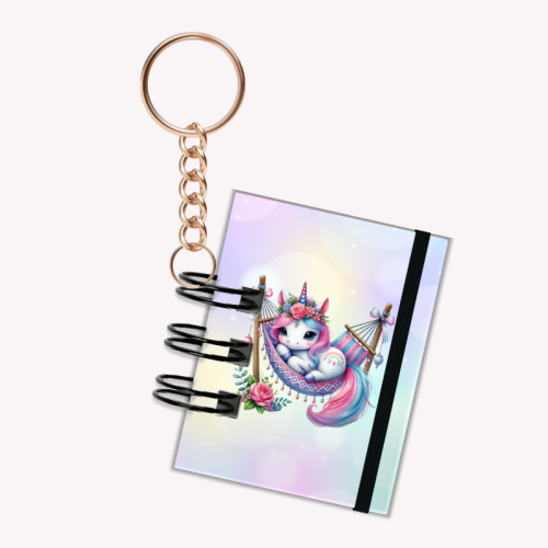 Breloczek mini notesik na gumkę Jednorożec Hamak 5x6 cm 50k gładki, MaDam Creative