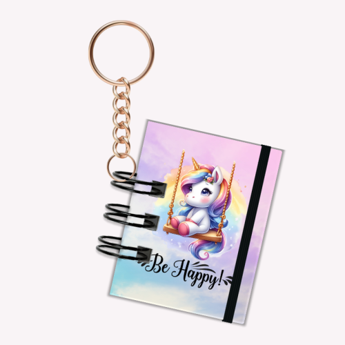 Breloczek mini notesik na gumkę Jednorożec Huśtawka 5x6 cm 50k gładki, MaDam Creative
