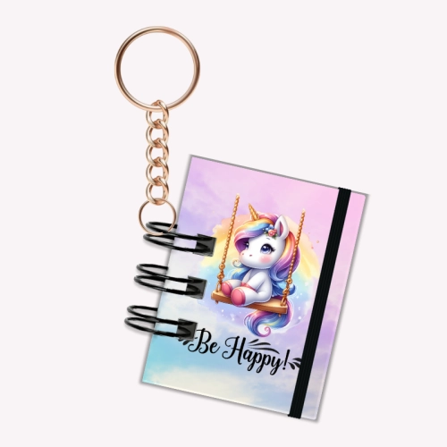 Breloczek mini notesik na gumkę Jednorożec Huśtawka 5x6 cm 50k gładki, MaDam Creative