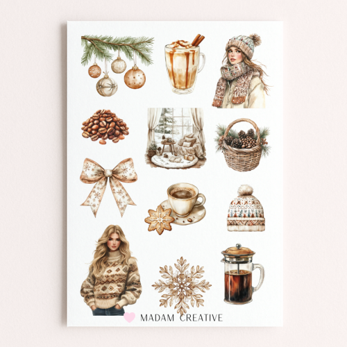 Naklejki Foliowe 13x19 Zimowa Kawa – Filiżanka i przytulny klimat MaDam Creative