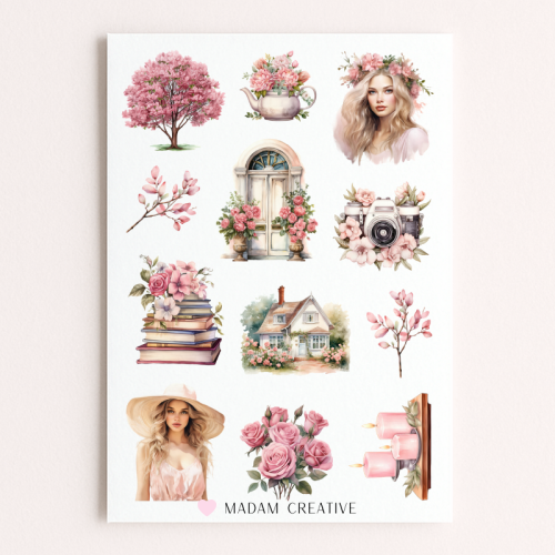 Naklejki Foliowe 13x19 Botaniczna Miłość Różowa – Rośliny i kwiaty MaDam Creative