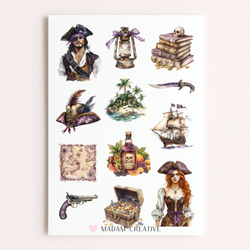 Naklejki Foliowe 13x19 Piracka Przygoda – Mapy i skarby MaDam Creative