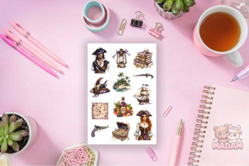 Naklejki Foliowe 13x19 Piracka Przygoda – Mapy i skarby MaDam Creative