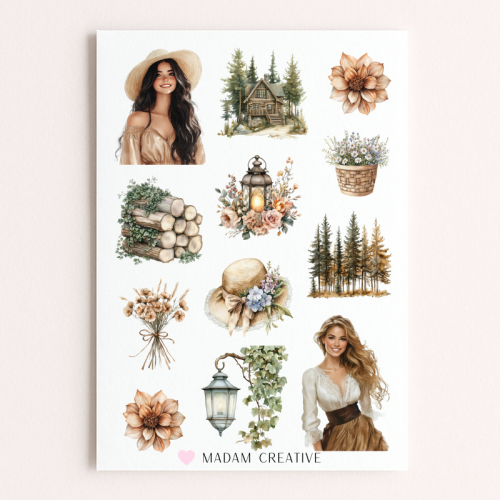 Naklejki Foliowe 13x19 Wiosenny Las w Kwiatach – Leśny klimat i natura MaDam Creative