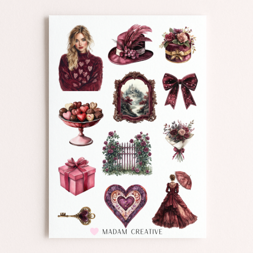 Naklejki Foliowe 13x19 Wiktoriańskie Walentynki – Elegancja i romantyzm MaDam Creative