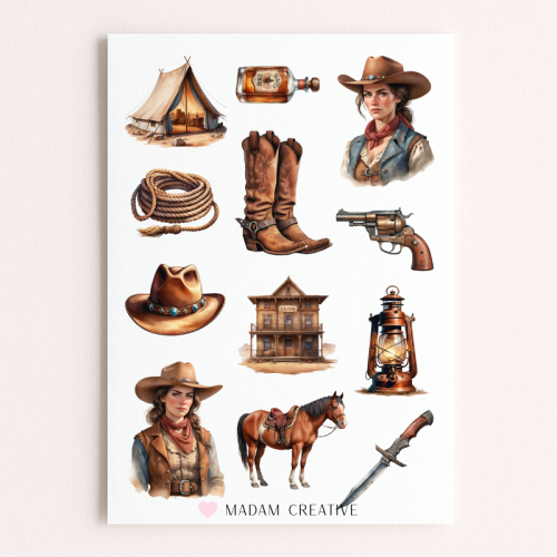 Naklejki Foliowe 13x19 Dziki Zachód – Kowboje i styl vintage MaDam Creative
