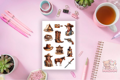 Naklejki Foliowe 13x19 Dziki Zachód – Kowboje i styl vintage MaDam Creative