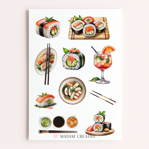 Naklejki Foliowe 13x19 Sushi – Japońskie smakołyki i rolki MaDam Creative