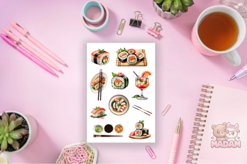 Naklejki Foliowe 13x19 Sushi – Japońskie smakołyki i rolki MaDam Creative