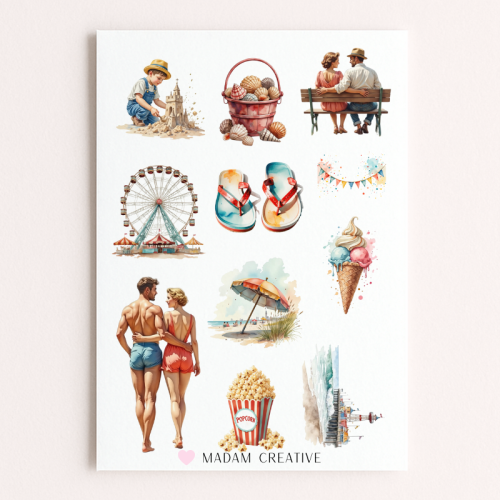 Naklejki Foliowe 13x19 Retro Wesołe Miasteczko – Klimat vintage i zabawa MaDam Creative