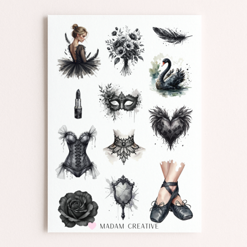 Naklejki Foliowe 13x19 Gotycka Baletnica – Mroczny taniec i magia sceny MaDam Creative