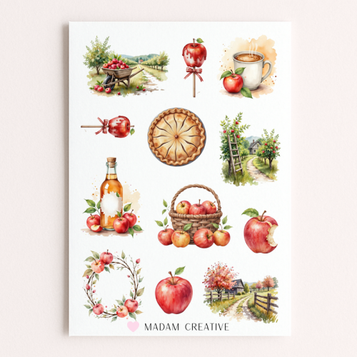 Naklejki Foliowe 13x19 Jesienny Sad – Jabłka, farma i rustykalny klimat MaDam Creative