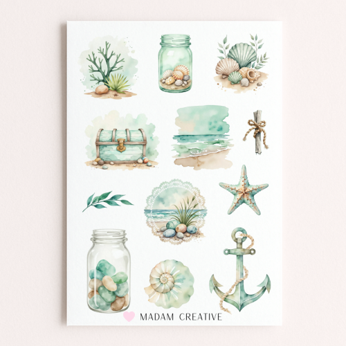 Naklejki Foliowe 13x19 Morskie Skarby – Muszle, plaża i ocean MaDam Creative