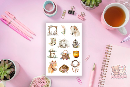 Naklejki Foliowe 13x19 Kwiatowy Koń – Elegancja i Natura MaDam Creative