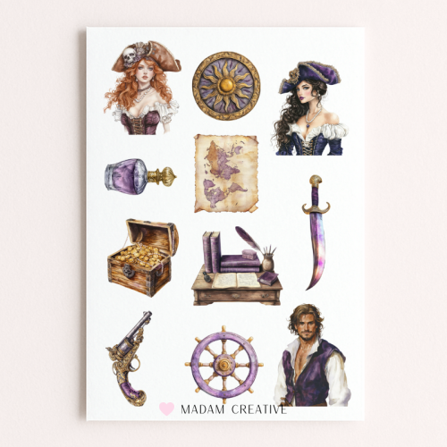 Naklejki Foliowe 13x19 Piratecore – Piraci i Morskie Skarby MaDam Creative