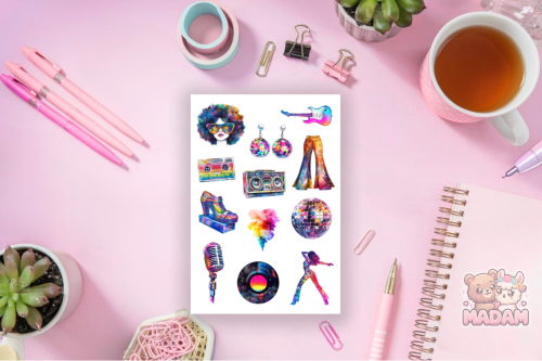 Naklejki Foliowe 13x19 Retro Disco – Lata 80 i Kolorowe Światła MaDam Creative
