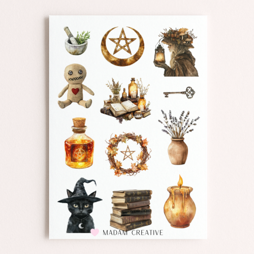 Naklejki Foliowe 13x19 Boho Magia – Księżyce i Kryształy MaDam Creative