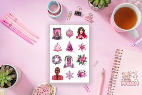 Naklejki Foliowe 13x19 Neonowy Różowy Christmas – Święta Glam MaDam Creative