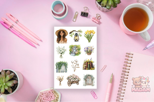 Naklejki Foliowe 13x19 Pastelowe Szepty – Delikatne Kwiaty MaDam Creative