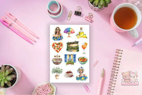 Naklejki Foliowe 13x19 Włoski Styl – Pizza, Makaron i Dolce Vita MaDam Creative