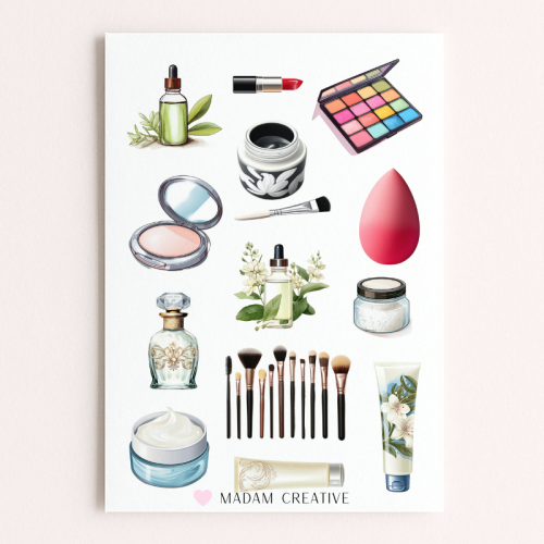 Naklejki Foliowe 13x19 Kosmetyki Beauty – Makijaż i Pielęgnacja MaDam Creative