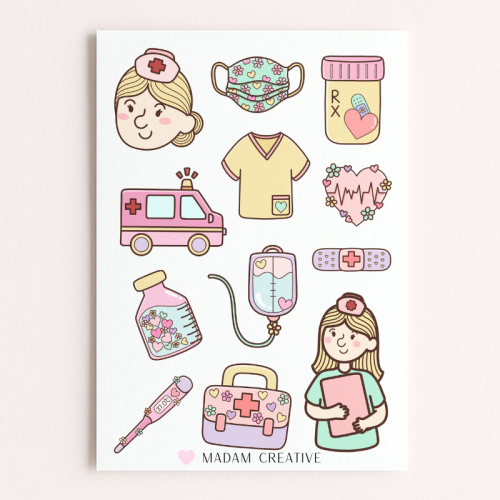 Naklejki Foliowe 13x19 Dzień pielęgniarki szpital MaDam Creative