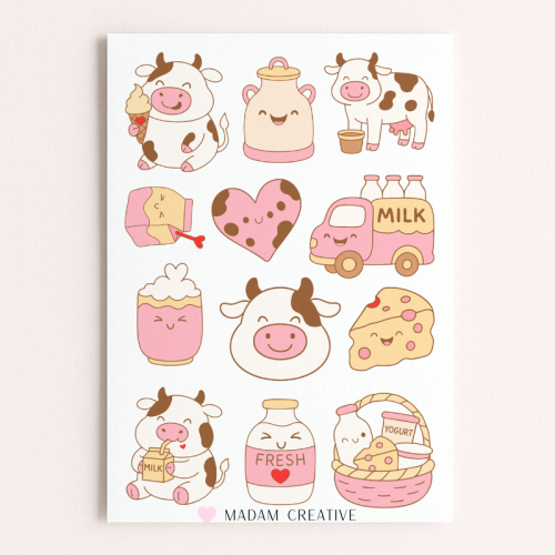Naklejki Foliowe 13x19 Mleko Farmowe MaDam Creative