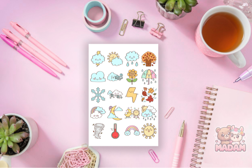 Naklejki Foliowe 13x19 Pogoda kawaii MaDam Creative