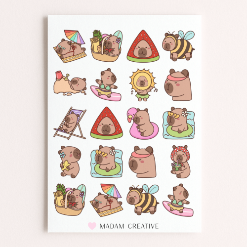 Naklejki Foliowe 13x19 Kapibara latem MaDam Creative