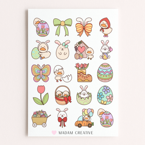 Naklejki Foliowe 13x19 Królik Kaczątko Wielkanocny Dzień MaDam Creative