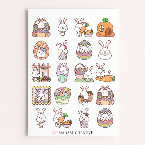 Naklejki Foliowe 13x19 Uroczy Królik Wielkanocny MaDam Creative