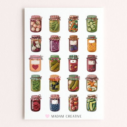 Naklejki Foliowe 13x19 Słoik marynowanych owoców Kawaii MaDam Creative