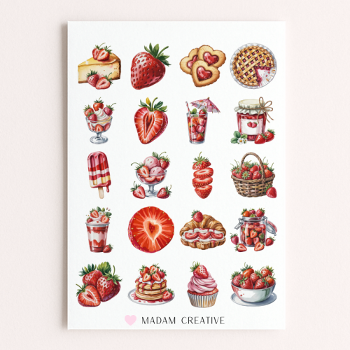 Naklejki Foliowe 13x19 Kawaii Truskawka MaDam Creative