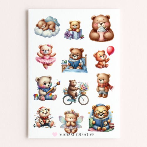 Naklejki Foliowe 13x19 Dzień Misia MaDam Creative