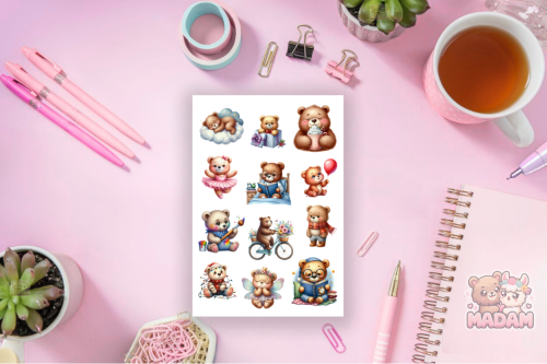 Naklejki Foliowe 13x19 Dzień Misia MaDam Creative