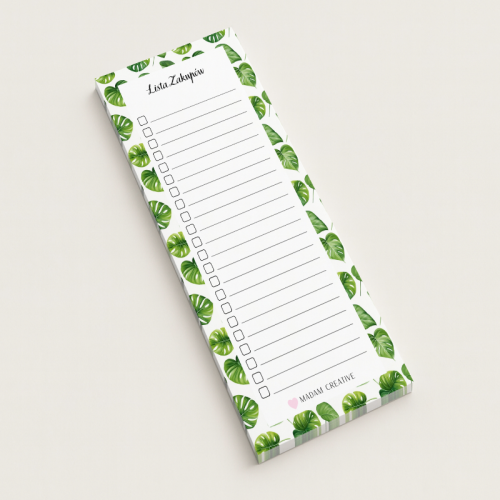 5906040454207Lista zakupów magnetyczna na lodówkę 9x21 50 kartek botaniczna zielone liście MaDam Creative.png