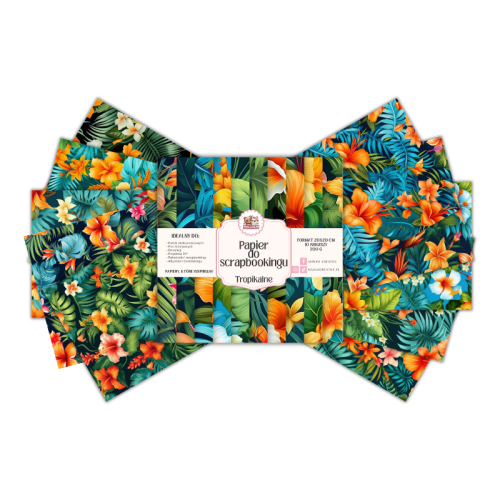 Papier do scrapbookingu 20x20 cm 200 g 10 wzorów Tropikalne MaDam Creative.png