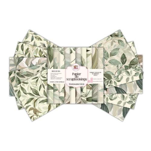 Papier do scrapbookingu 20x20 cm 200 g 10 wzorów Stonowane Liście MaDam Creative.png