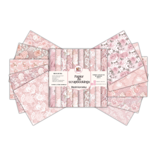 Papier do scrapbookingu 20x20 cm 200 g 10 wzorów Blush Koronka MaDam Creative.png