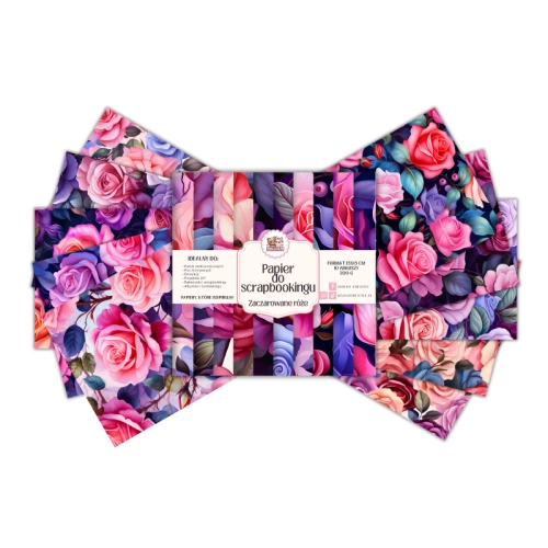 Papier do scrapbookingu 15x15 cm 200 g 10 wzorów Zaczarowane akwarelowe róże MaDam Creative