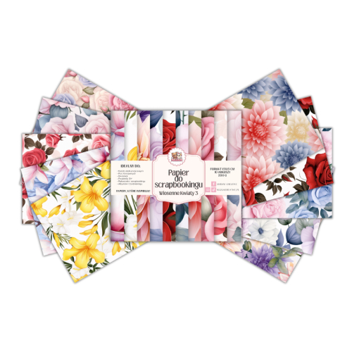 Papier do scrapbookingu 15x15 cm 200 g 10 wzorów Wiosenne kwiaty 3 MaDam Creative