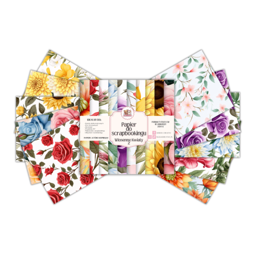 Papier do scrapbookingu 15x15 cm 200 g 10 wzorów Wiosenne kwiaty 2 MaDam Creative