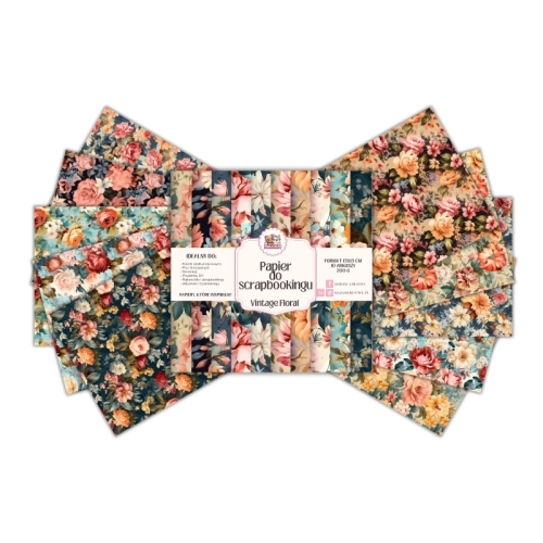 Papier do scrapbookingu 15x15 cm 200 g 10 wzorów Vintage Floral MaDam Creative