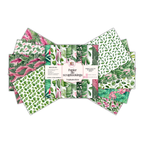 Papier do scrapbookingu 15x15 cm 200 g 10 wzorów Tropikalne liście MaDam Creative