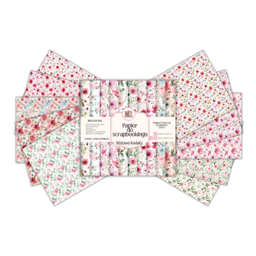Papier do scrapbookingu 15x15 cm 200 g 10 wzorów Różowe Kwiaty MaDam Creative