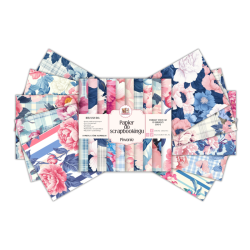 Papier do scrapbookingu 15x15 cm 200 g 10 wzorów Piwonie MaDam Creative