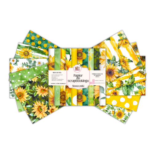 Papier do scrapbookingu 15x15 cm 200 g 10 wzorów Akwarelowe Słoneczniki MaDam Creative