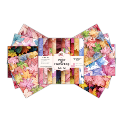 Papier do scrapbookingu 10x10 cm 200 g 10 wzorów Liście Klonu MaDam Creative