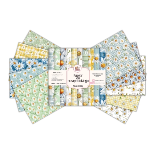 Papier do scrapbookingu 10x10 cm 200 g 10 wzorów Stokrotki MaDam Creative