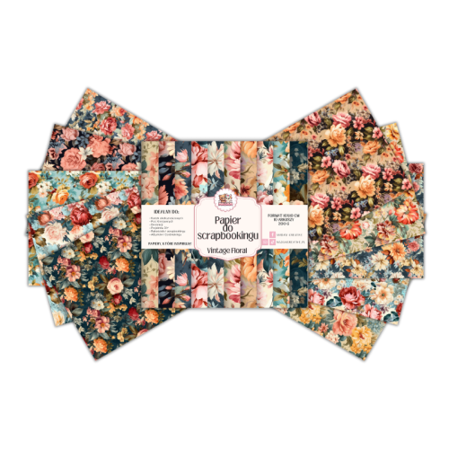 Papier do scrapbookingu 10x10 cm 200 g 10 wzorów Vintage Floral MaDam Creative